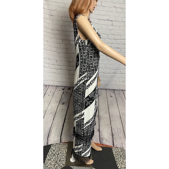 New Parisian Printed Midi Dress With Fringe Detail Size 6 Tall - Picture 4 of 12